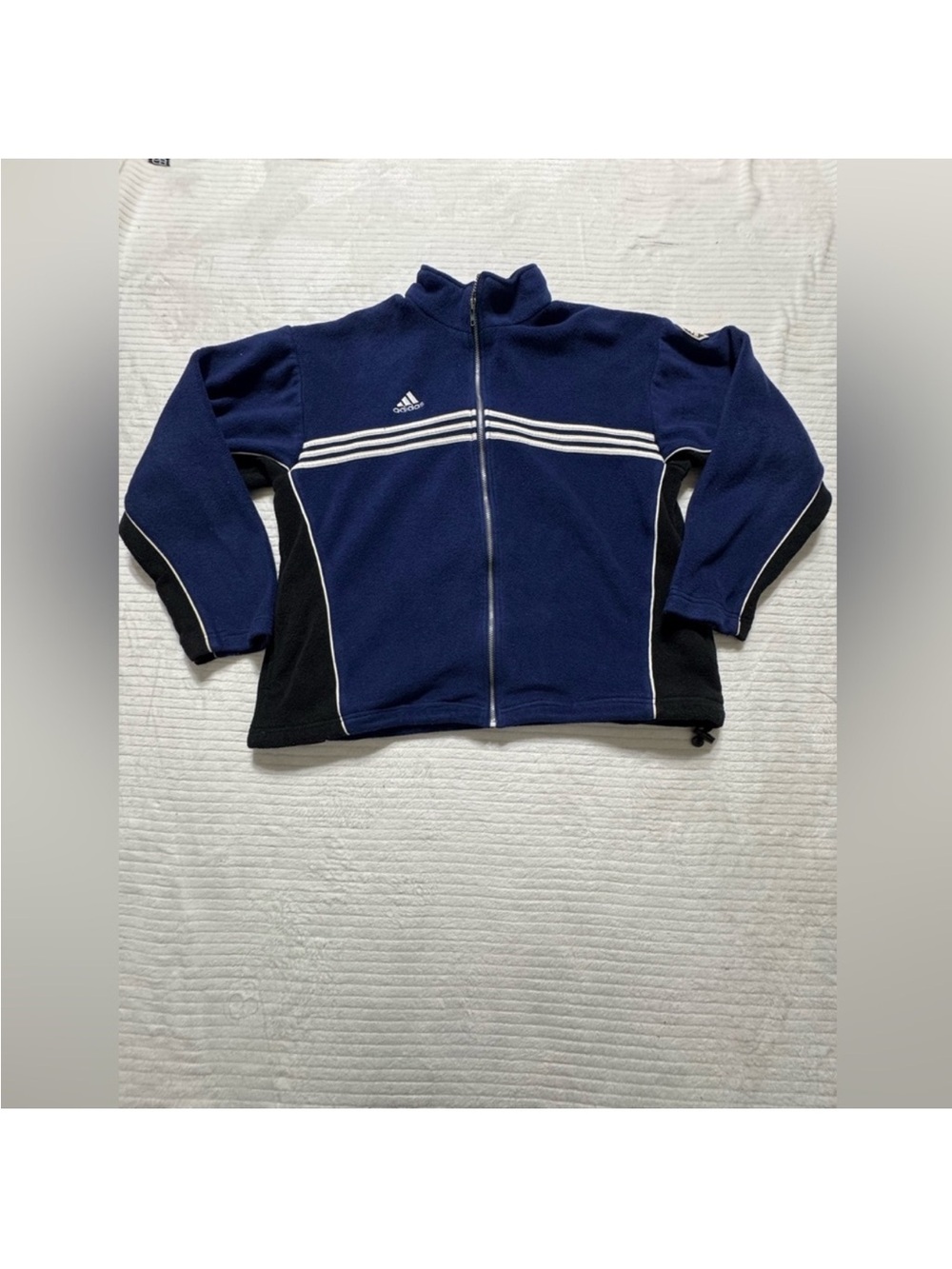 Vintage adidas Men's Navy and Black Full-Zip Sweater Jacket